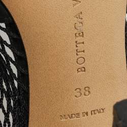 Bottega Veneta Black Leather and Mesh Stretch Ankle Strap Pumps Size 38