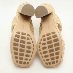 Bottega Veneta Beige Raffia Platform Slide Sandals Size 38