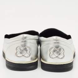 Bottega Veneta Silver Intrecciato Leather Dodger Slip On Sneakers Size 40