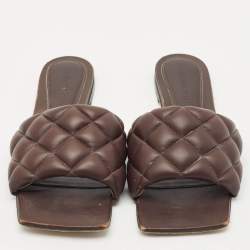 Bottega Veneta Brown Quilted Leather Lido Flats Size 37