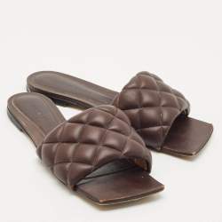 Bottega Veneta Brown Quilted Leather Lido Flats Size 37