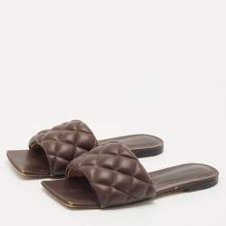 Bottega Veneta Brown Quilted Leather Lido Flats Size 37