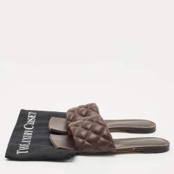 Bottega Veneta Brown Quilted Leather Lido Flats Size 37