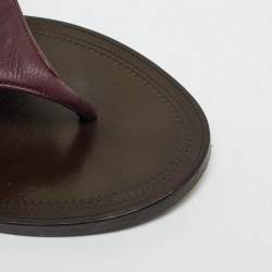 Pre Owned Bottega Veneta Dark Purple Intrecciato Leather Flat Thong Sandals Size 40