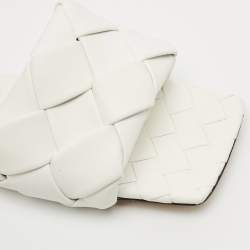 Pre Owned Bottega Veneta White Intrecciato Leather Lido Flat Slides Size 39