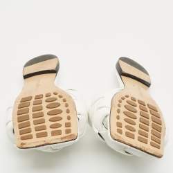 Pre Owned Bottega Veneta White Intrecciato Leather Lido Flat Slides Size 39