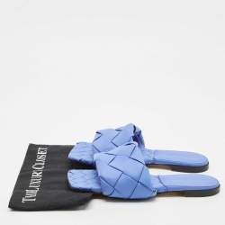 Bottega Veneta Blue Quilted Leather Lido Flats Size 39