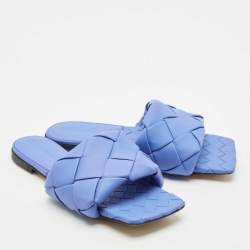 Bottega Veneta Blue Quilted Leather Lido Flats Size 39