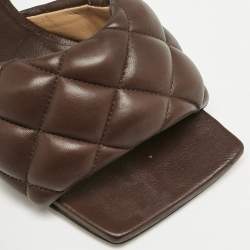 Bottega Veneta Brown Quilted Leather Strech Slide Sandals Size 35
