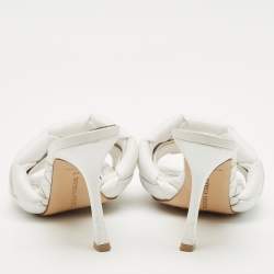 Bottega Veneta White Intrecciato Leather Lido Slide Sandals Size 39