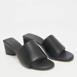 Bottega Veneta Black Leather Block Heel Sandals Size 41