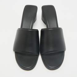 Bottega Veneta Black Leather Block Heel Sandals Size 41