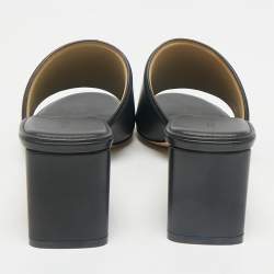 Bottega Veneta Black Leather Block Heel Sandals Size 41