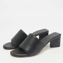 Bottega Veneta Black Leather Block Heel Sandals Size 41