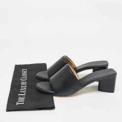 Bottega Veneta Black Leather Block Heel Sandals Size 41