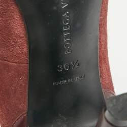 Bottega Veneta Burgundy Intrecciato Leather And Suede Round Toe Pumps Size 37