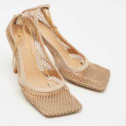 Bottega Veneta Beige Leather and Mesh Strech Pumps Size 35