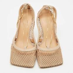 Bottega Veneta Beige Leather and Mesh Strech Pumps Size 35