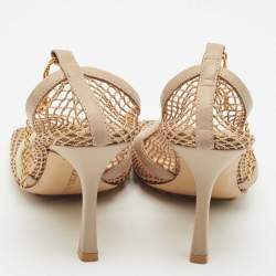 Bottega Veneta Beige Leather and Mesh Strech Pumps Size 35