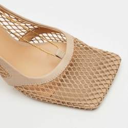 Bottega Veneta Beige Leather and Mesh Strech Pumps Size 35