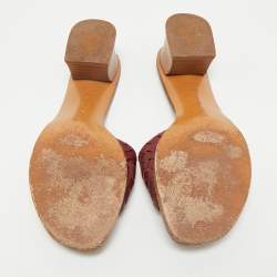 Bottega Veneta Burgundy Intrecciato Leather Ravello Slide Sandals Size 38.5