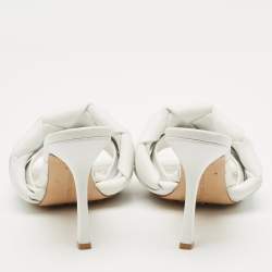 Bottega Veneta White Intrecciato Leather Lido Slide Sandals Size 39.5
