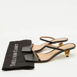 Bottega Veneta Black Leather Knot Detail Heel Slide Sandals Size 40