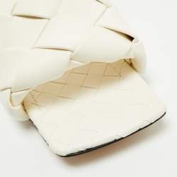 Bottega Veneta White Intrecciato Leather Lido Flat Slides Size 39