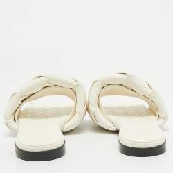 Bottega Veneta White Intrecciato Leather Lido Flat Slides Size 39
