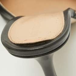 Pre Owned Bottega Veneta Black Leather Stretch Square Toe Slide Sandals Size 39