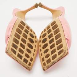 Pre Owned Bottega Veneta Pink Quilted Leather Lido Slide Sandals Size 40 