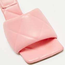 Pre Owned Bottega Veneta Pink Quilted Leather Lido Slide Sandals Size 40 