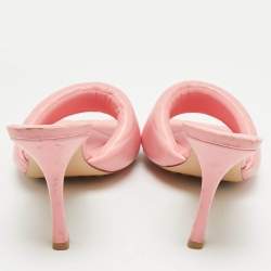 Pre Owned Bottega Veneta Pink Quilted Leather Lido Slide Sandals Size 40 