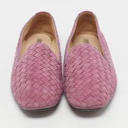 Pre Owned Bottega Veneta Light Purple Intrecciato Suede Smoking Slippers Size 40
