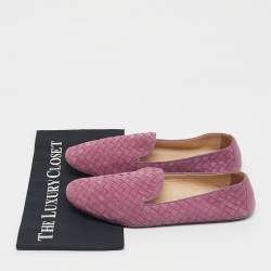 Pre Owned Bottega Veneta Light Purple Intrecciato Suede Smoking Slippers Size 40