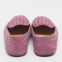 Pre Owned Bottega Veneta Light Purple Intrecciato Suede Smoking Slippers Size 40