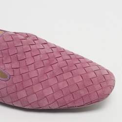 Pre Owned Bottega Veneta Light Purple Intrecciato Suede Smoking Slippers Size 40