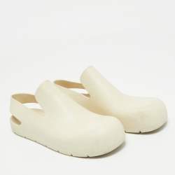 Pre Owned Bottega Veneta Cream Rubber Puddle Slingbacks Sandals Size 38