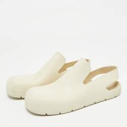 Pre Owned Bottega Veneta Cream Rubber Puddle Slingbacks Sandals Size 38