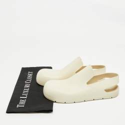 Pre Owned Bottega Veneta Cream Rubber Puddle Slingbacks Sandals Size 38