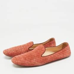 Pre Owned Bottega Veneta Brick Intrecciato Suede Smoking Slippers Size 40
