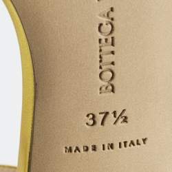 Pre Owned Bottega Veneta Gold Leather Stretch Ankle Strap Sandals Size 37.5