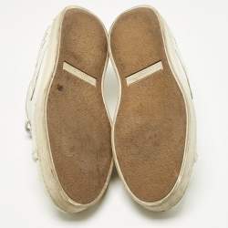 Pre Owned Bottega Veneta White Intrecciato Leather Low Top Sneakers Size 38