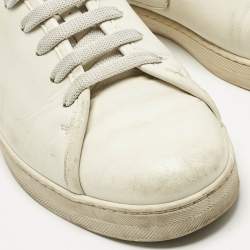 Pre Owned Bottega Veneta White Intrecciato Leather Low Top Sneakers Size 38