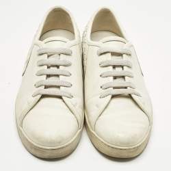 Pre Owned Bottega Veneta White Intrecciato Leather Low Top Sneakers Size 38