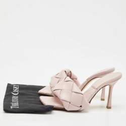 Pre Owned Bottega Veneta Light Lilac Intrecciato Leather Lido Slide Sandals Size 39