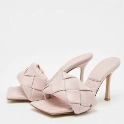 Pre Owned Bottega Veneta Light Lilac Intrecciato Leather Lido Slide Sandals Size 39