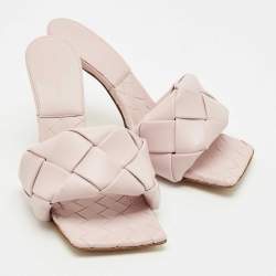 Pre Owned Bottega Veneta Light Lilac Intrecciato Leather Lido Slide Sandals Size 39