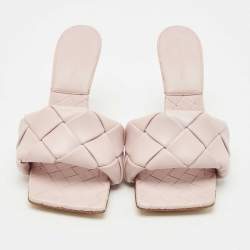 Pre Owned Bottega Veneta Light Lilac Intrecciato Leather Lido Slide Sandals Size 39
