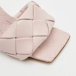 Pre Owned Bottega Veneta Light Lilac Intrecciato Leather Lido Slide Sandals Size 39